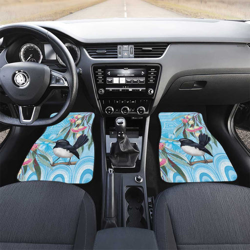 Willie wagtail Australia Car Mats Eucalyptus Blossoms Aboriginal Art - Aussie Hoodie