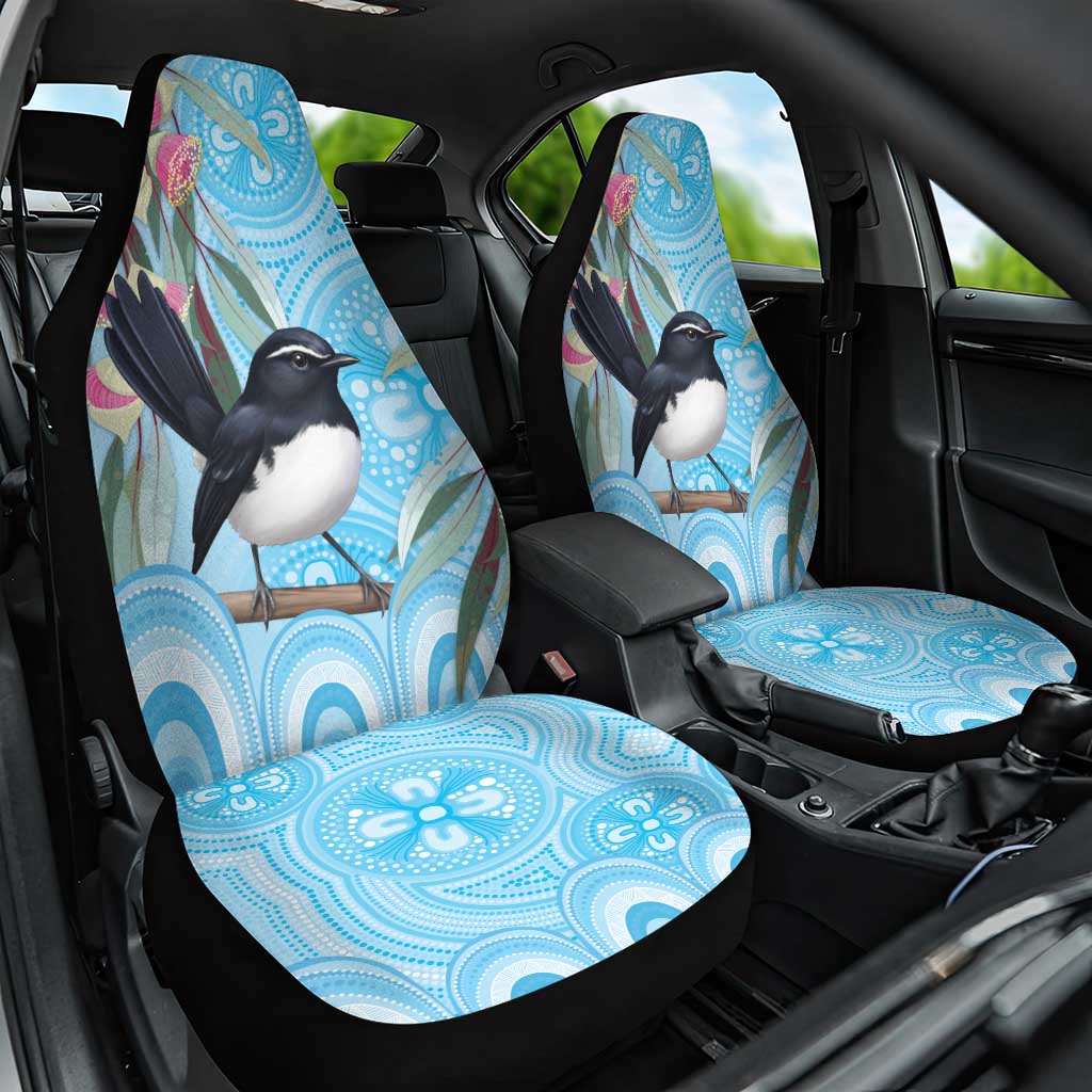 Willie wagtail Australia Car Seat Cover Eucalyptus Blossoms Aboriginal Art - Aussie Hoodie