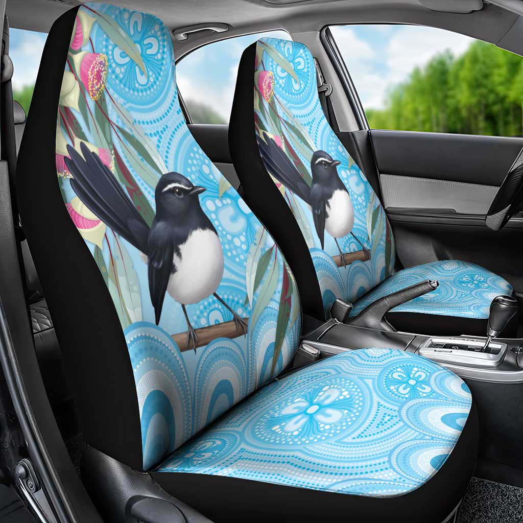Willie wagtail Australia Car Seat Cover Eucalyptus Blossoms Aboriginal Art - Aussie Hoodie