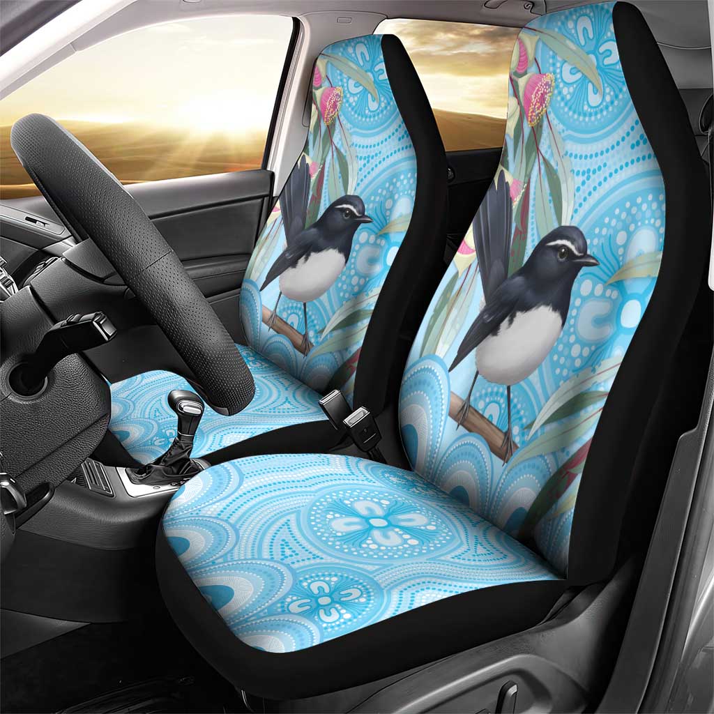 Willie wagtail Australia Car Seat Cover Eucalyptus Blossoms Aboriginal Art - Aussie Hoodie