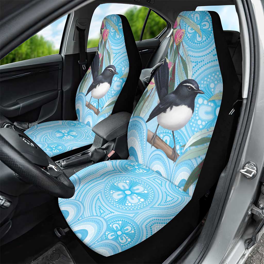 Willie wagtail Australia Car Seat Cover Eucalyptus Blossoms Aboriginal Art - Aussie Hoodie
