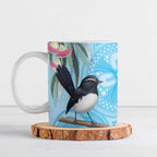 Willie wagtail Australia Ceramic Mug Eucalyptus Blossoms Aboriginal Art - Aussie Hoodie
