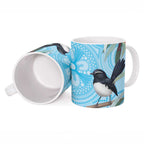 Willie wagtail Australia Ceramic Mug Eucalyptus Blossoms Aboriginal Art - Aussie Hoodie