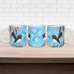 Willie wagtail Australia Ceramic Mug Eucalyptus Blossoms Aboriginal Art - Aussie Hoodie