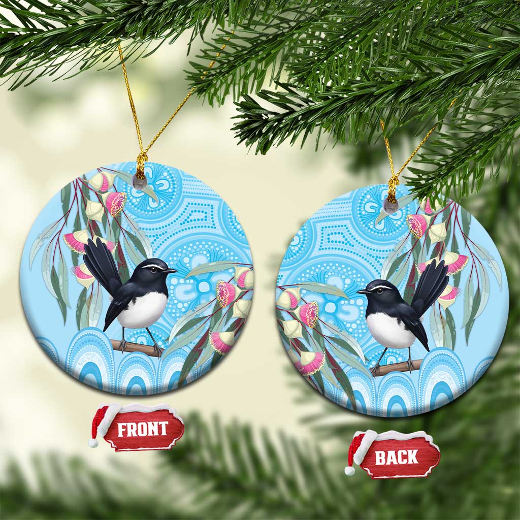 Willie wagtail Australia Ceramic Ornament Eucalyptus Blossoms Aboriginal Art - Aussie Hoodie
