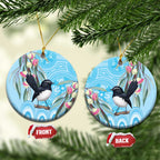 Willie wagtail Australia Ceramic Ornament Eucalyptus Blossoms Aboriginal Art - Aussie Hoodie