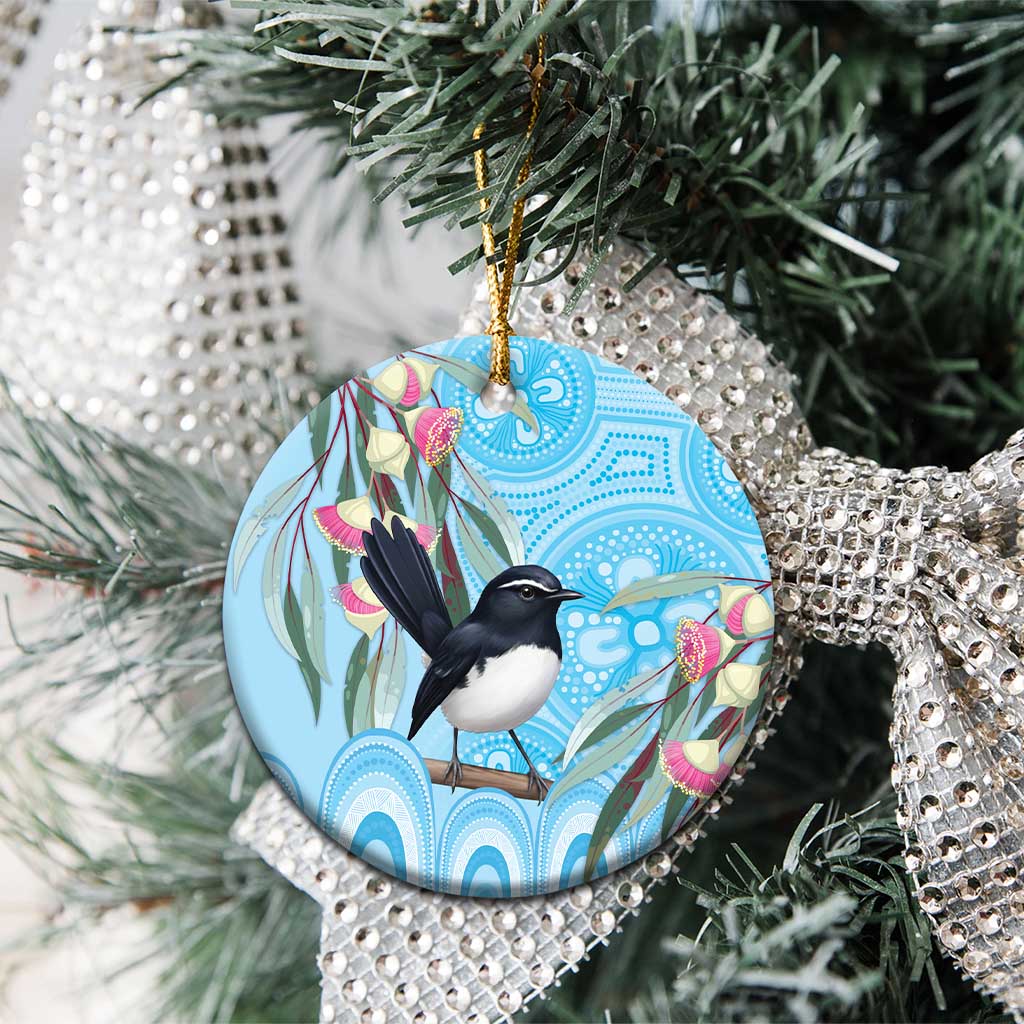 Willie wagtail Australia Ceramic Ornament Eucalyptus Blossoms Aboriginal Art - Aussie Hoodie