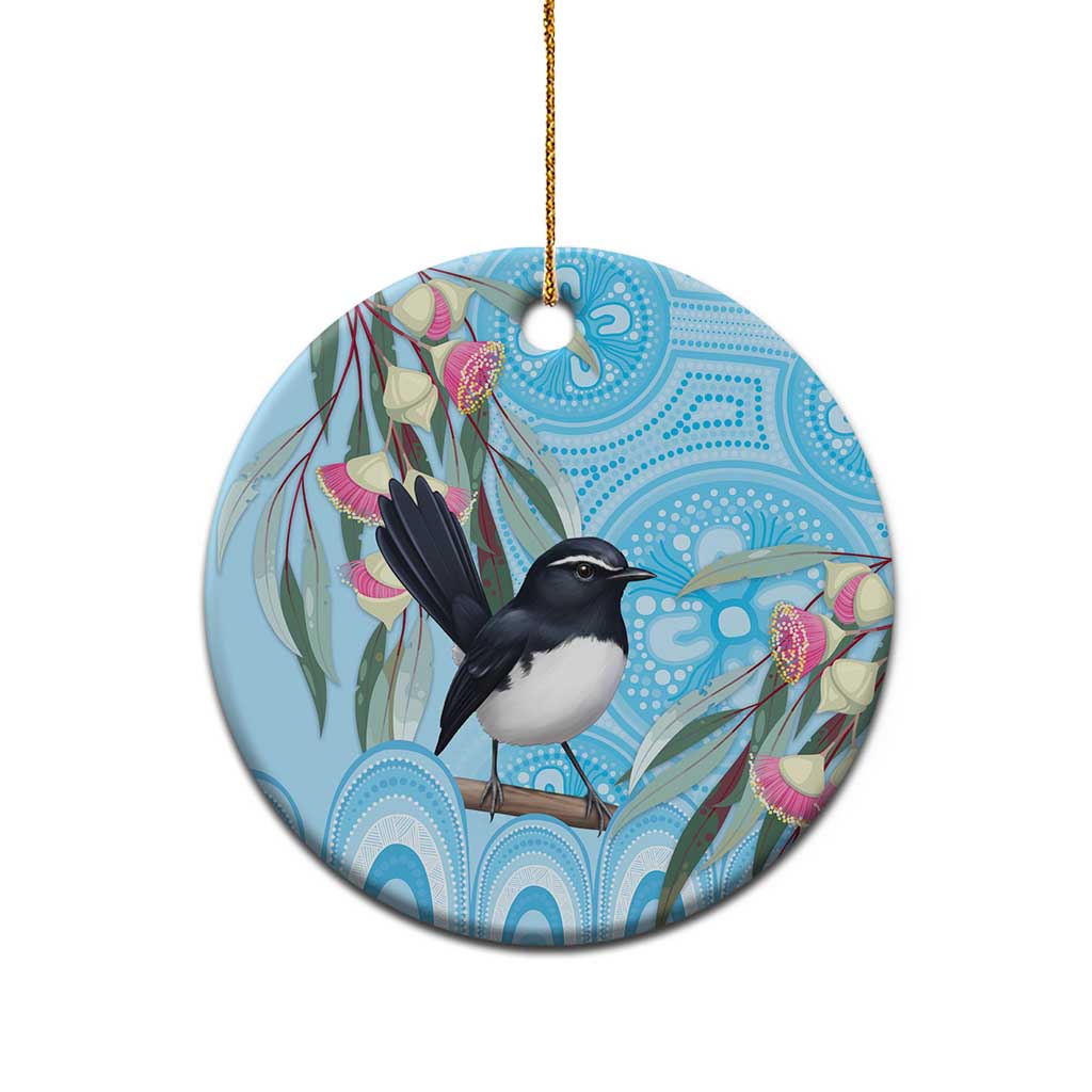 Willie wagtail Australia Ceramic Ornament Eucalyptus Blossoms Aboriginal Art - Aussie Hoodie