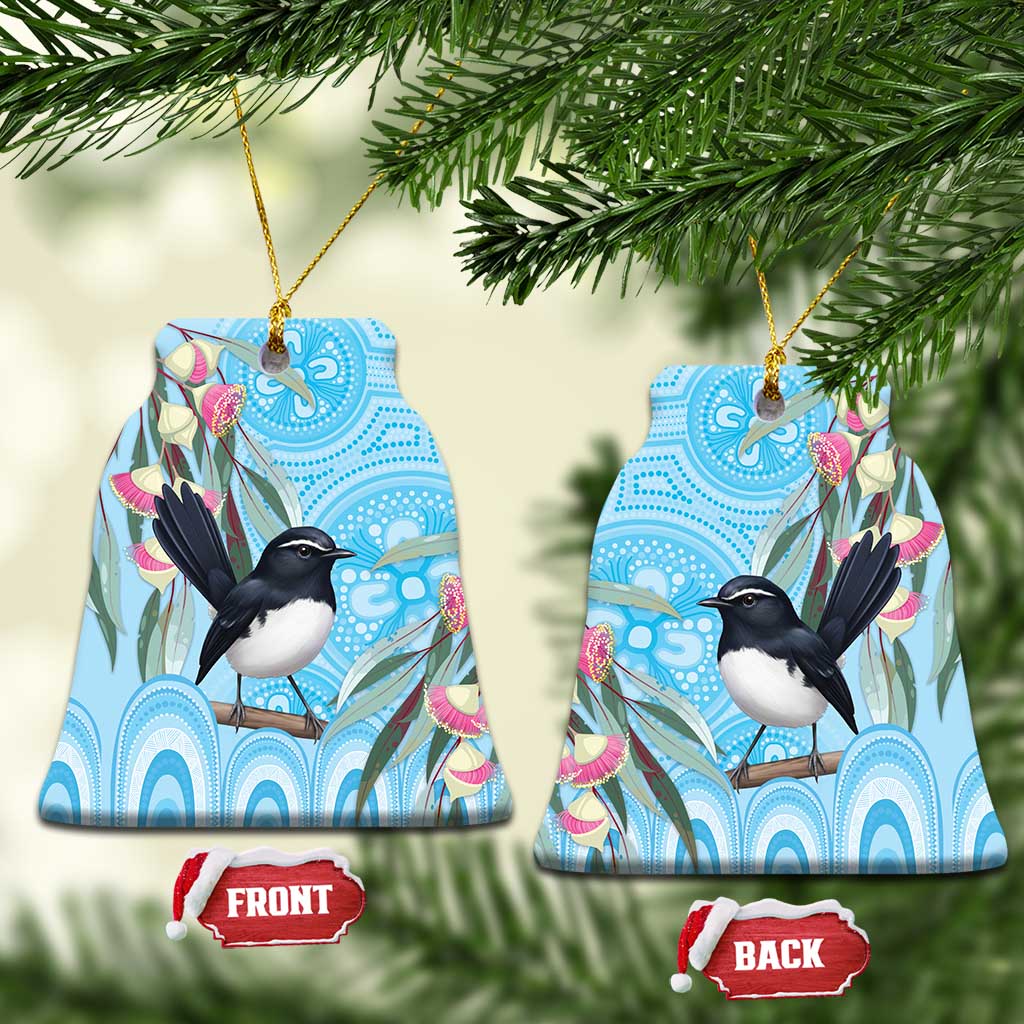 Willie wagtail Australia Ceramic Ornament Eucalyptus Blossoms Aboriginal Art - Aussie Hoodie