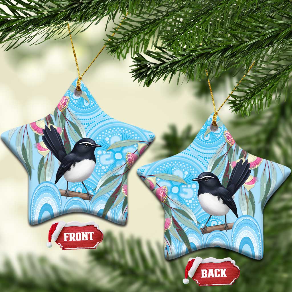 Willie wagtail Australia Ceramic Ornament Eucalyptus Blossoms Aboriginal Art - Aussie Hoodie