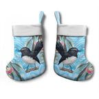 Willie wagtail Australia Christmas Stocking Eucalyptus Blossoms Aboriginal Art - Aussie Hoodie