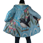 Willie wagtail Australia Cloak Eucalyptus Blossoms Aboriginal Art - Aussie Hoodie