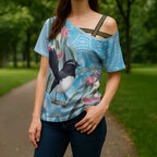 Willie wagtail Australia Cross Shoulder Shirt Eucalyptus Blossoms Aboriginal Art - Aussie Hoodie