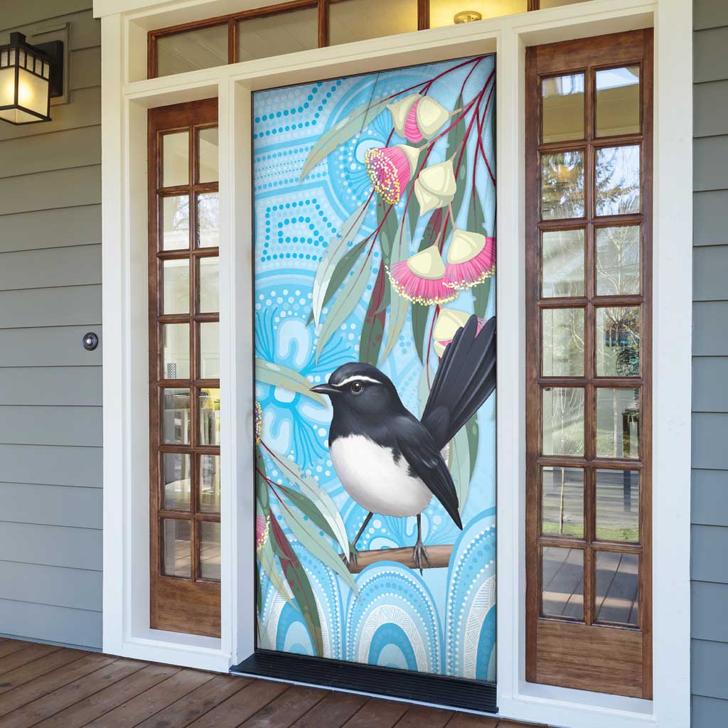 Willie wagtail Australia Door Cover Eucalyptus Blossoms Aboriginal Art - Aussie Hoodie