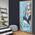 Willie wagtail Australia Door Cover Eucalyptus Blossoms Aboriginal Art - Aussie Hoodie