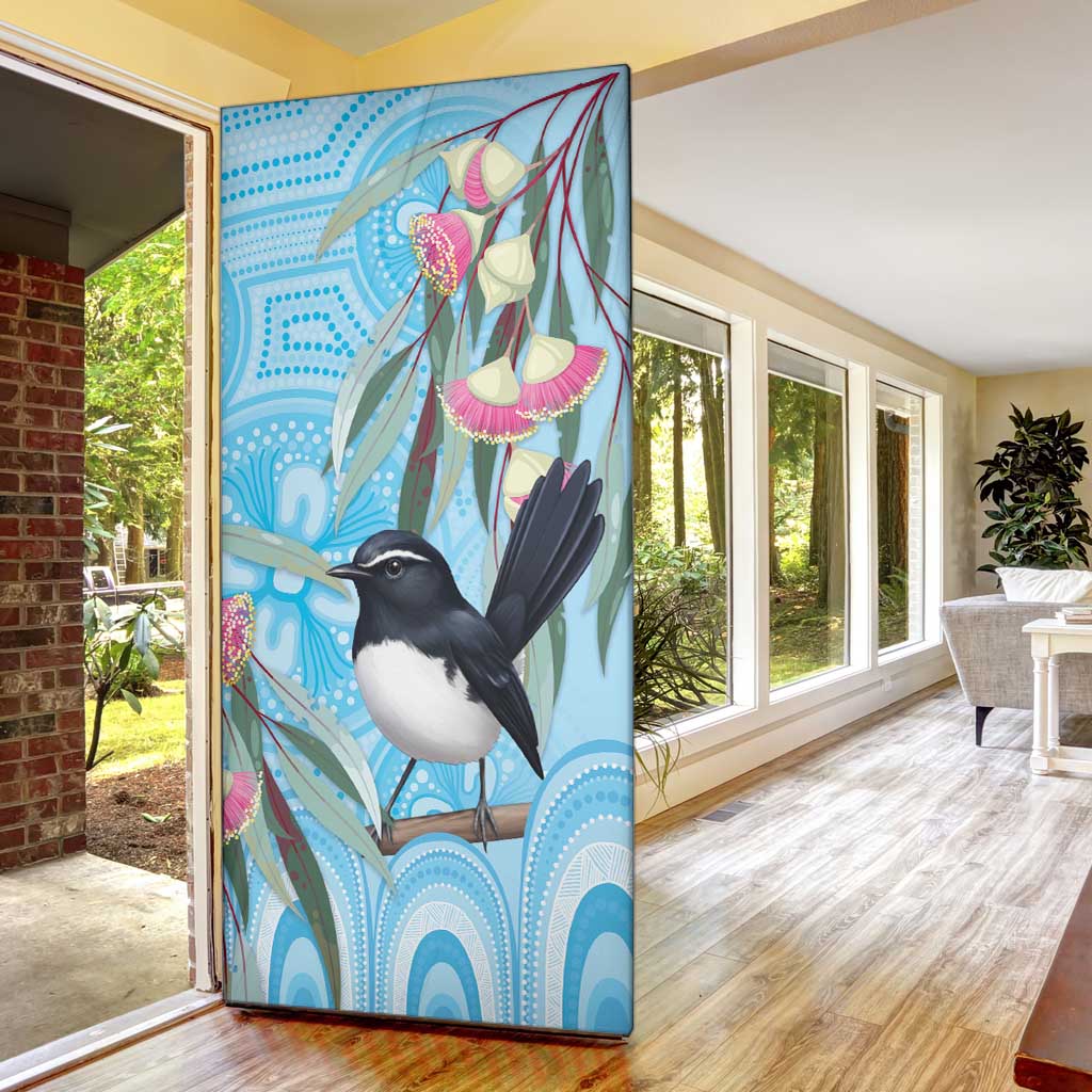 Willie wagtail Australia Door Cover Eucalyptus Blossoms Aboriginal Art - Aussie Hoodie