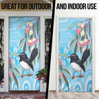 Willie wagtail Australia Door Cover Eucalyptus Blossoms Aboriginal Art - Aussie Hoodie