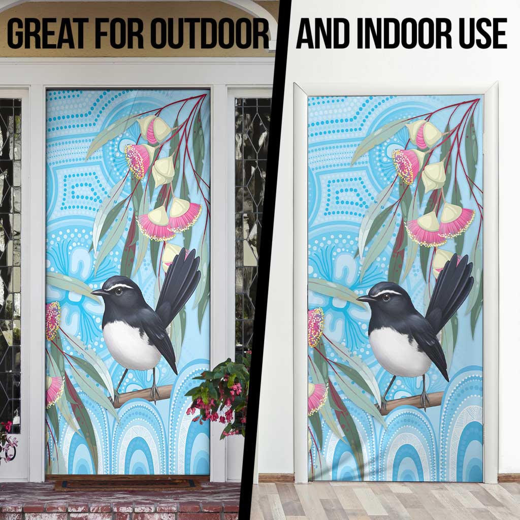 Willie wagtail Australia Door Cover Eucalyptus Blossoms Aboriginal Art - Aussie Hoodie