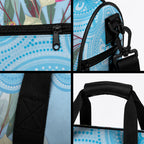 Willie wagtail Australia Duffle Bag Eucalyptus Blossoms Aboriginal Art