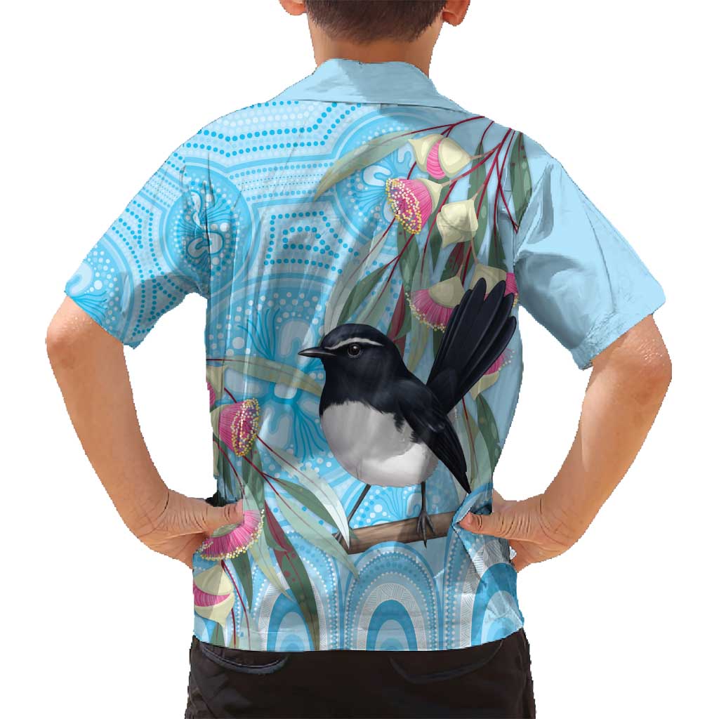 Willie wagtail Australia Family Matching Long Sleeve Bodycon Dress and Hawaiian Shirt Eucalyptus Blossoms Aboriginal Art - Aussie Hoodie