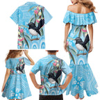 Willie wagtail Australia Family Matching Mermaid Dress and Hawaiian Shirt Eucalyptus Blossoms Aboriginal Art - Aussie Hoodie