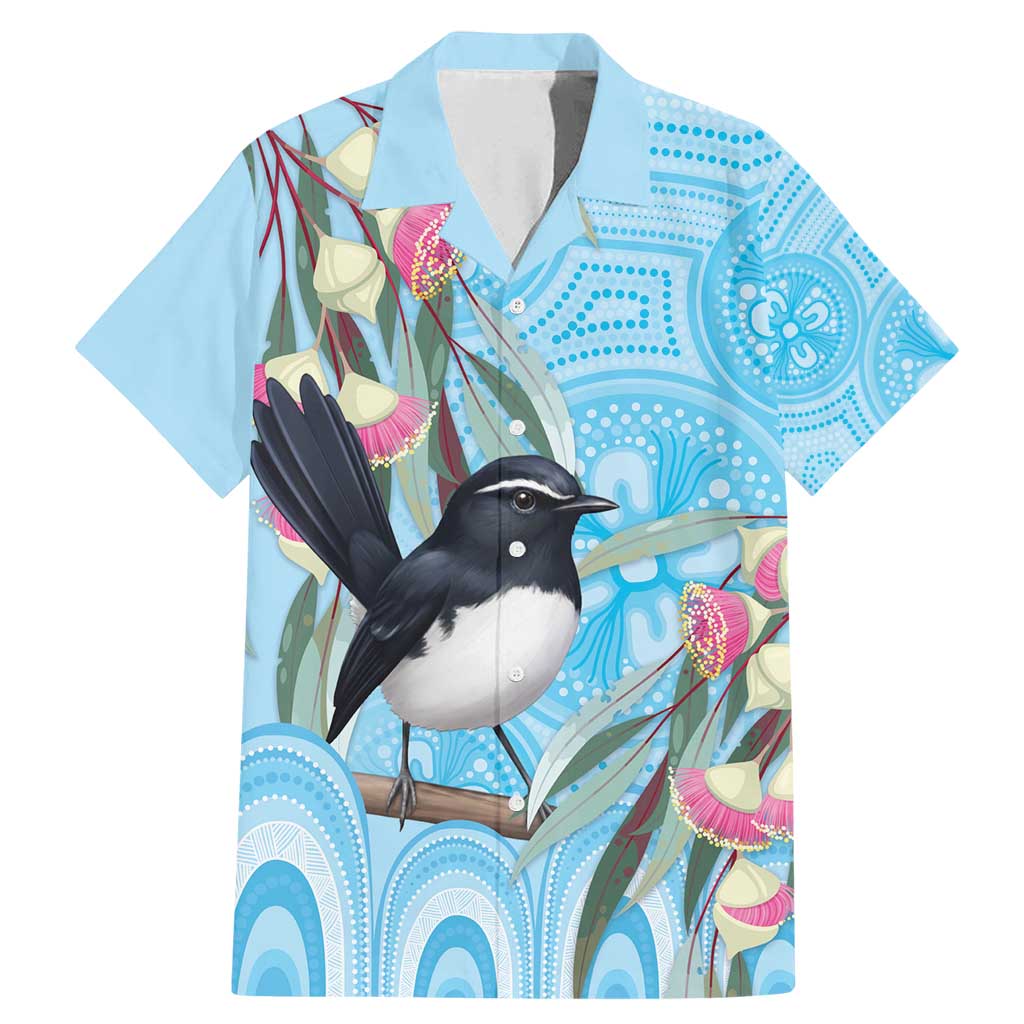Willie wagtail Australia Family Matching Mermaid Dress and Hawaiian Shirt Eucalyptus Blossoms Aboriginal Art - Aussie Hoodie