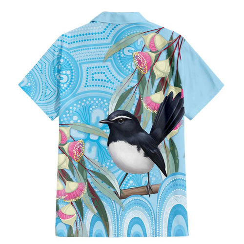 Willie wagtail Australia Family Matching Mermaid Dress and Hawaiian Shirt Eucalyptus Blossoms Aboriginal Art - Aussie Hoodie
