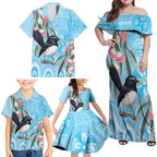 Willie wagtail Australia Family Matching Off Shoulder Maxi Dress and Hawaiian Shirt Eucalyptus Blossoms Aboriginal Art - Aussie Hoodie