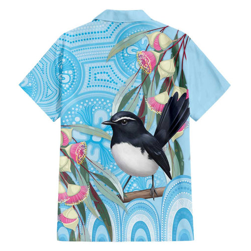 Willie wagtail Australia Family Matching Off Shoulder Maxi Dress and Hawaiian Shirt Eucalyptus Blossoms Aboriginal Art - Aussie Hoodie