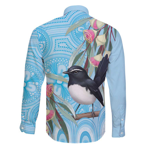 Willie wagtail Australia Family Matching Off Shoulder Maxi Dress and Hawaiian Shirt Eucalyptus Blossoms Aboriginal Art - Aussie Hoodie