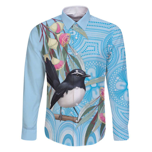 Willie wagtail Australia Family Matching Puletasi and Hawaiian Shirt Eucalyptus Blossoms Aboriginal Art - Aussie Hoodie