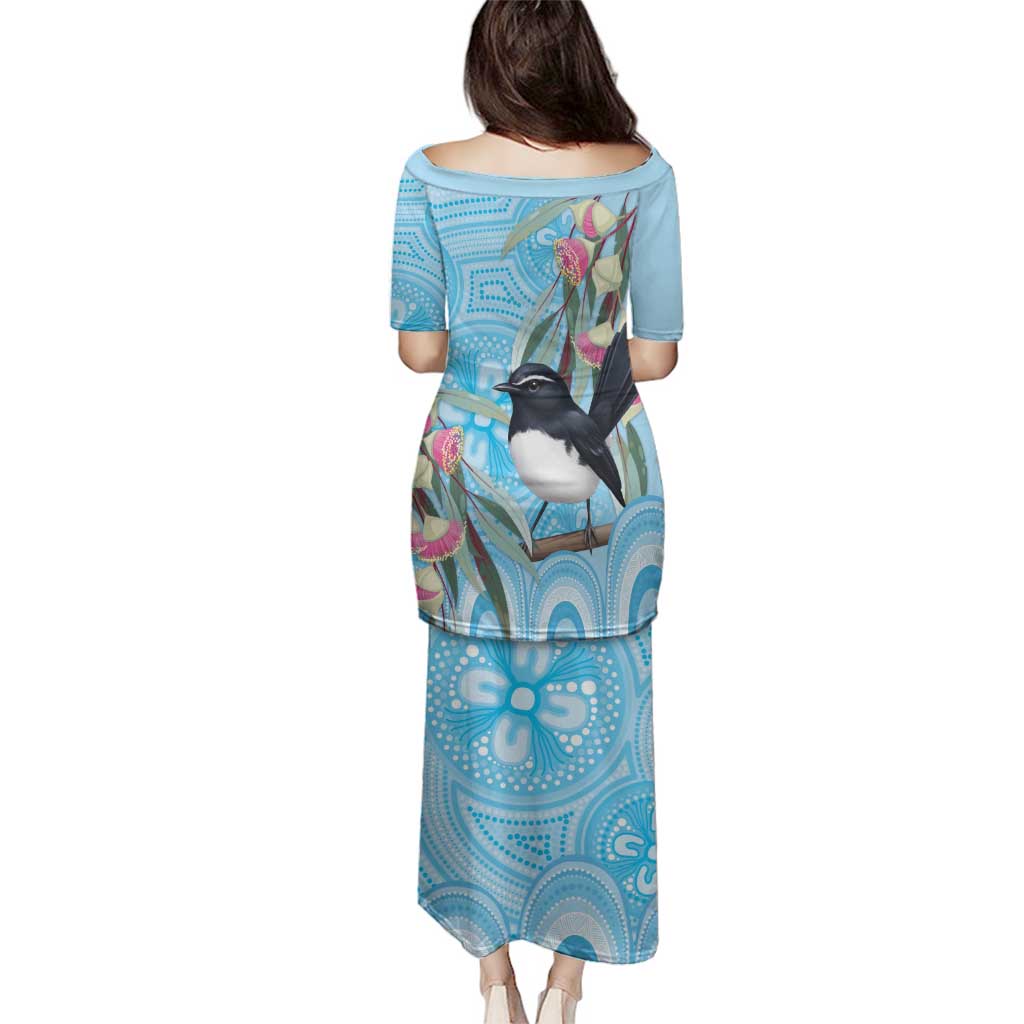 Willie wagtail Australia Family Matching Puletasi and Hawaiian Shirt Eucalyptus Blossoms Aboriginal Art - Aussie Hoodie