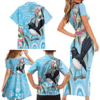 Willie wagtail Australia Family Matching Short Sleeve Bodycon Dress and Hawaiian Shirt Eucalyptus Blossoms Aboriginal Art - Aussie Hoodie