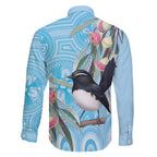 Willie wagtail Australia Family Matching Short Sleeve Bodycon Dress and Hawaiian Shirt Eucalyptus Blossoms Aboriginal Art - Aussie Hoodie