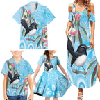 Willie wagtail Australia Family Matching Summer Maxi Dress and Hawaiian Shirt Eucalyptus Blossoms Aboriginal Art - Aussie Hoodie