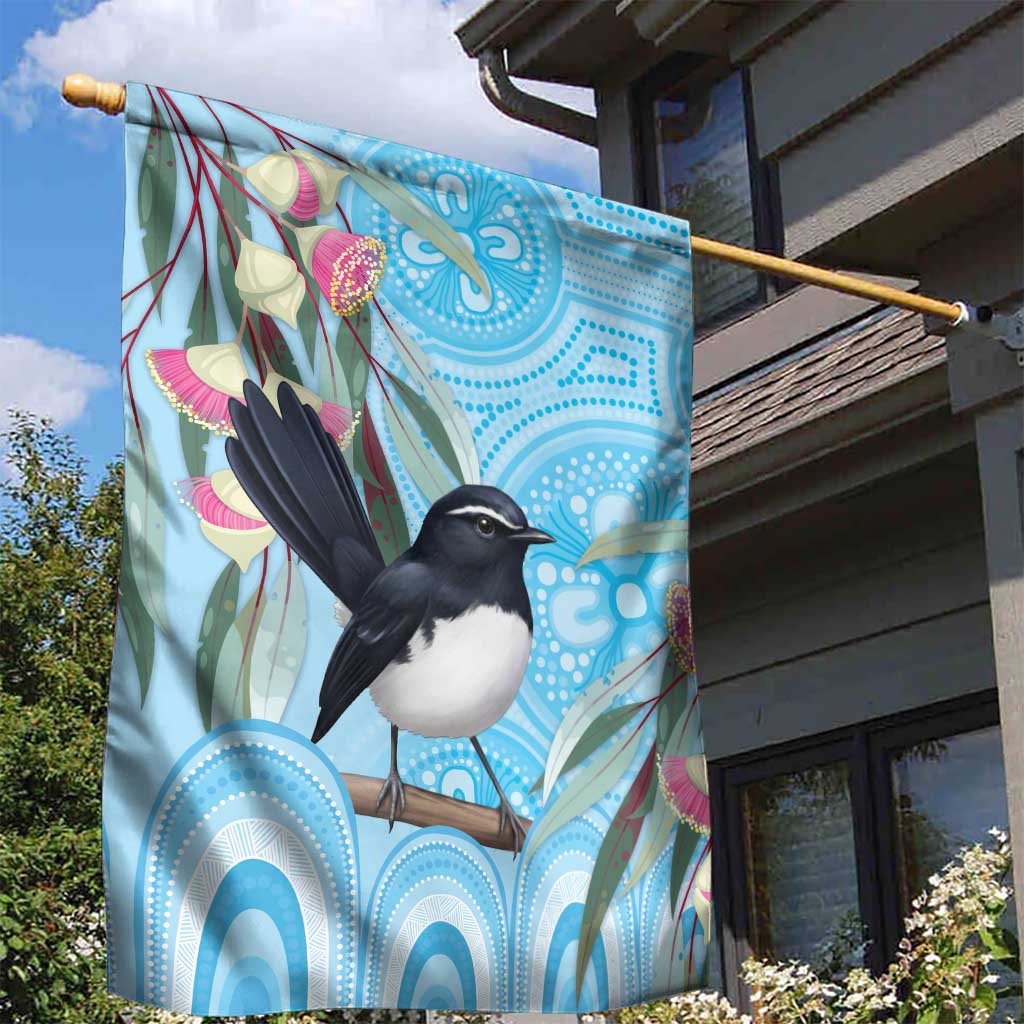 Willie wagtail Australia Garden Flag Eucalyptus Blossoms Aboriginal Art - Aussie Hoodie