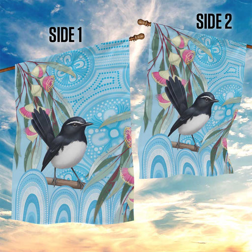 Willie wagtail Australia Garden Flag Eucalyptus Blossoms Aboriginal Art - Aussie Hoodie