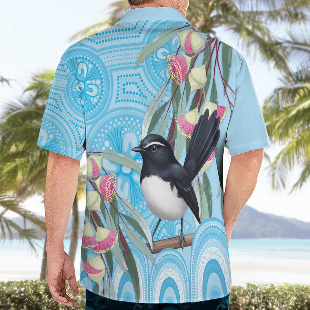 Willie wagtail Australia Hawaiian Shirt Eucalyptus Blossoms Aboriginal Art - Aussie Hoodie