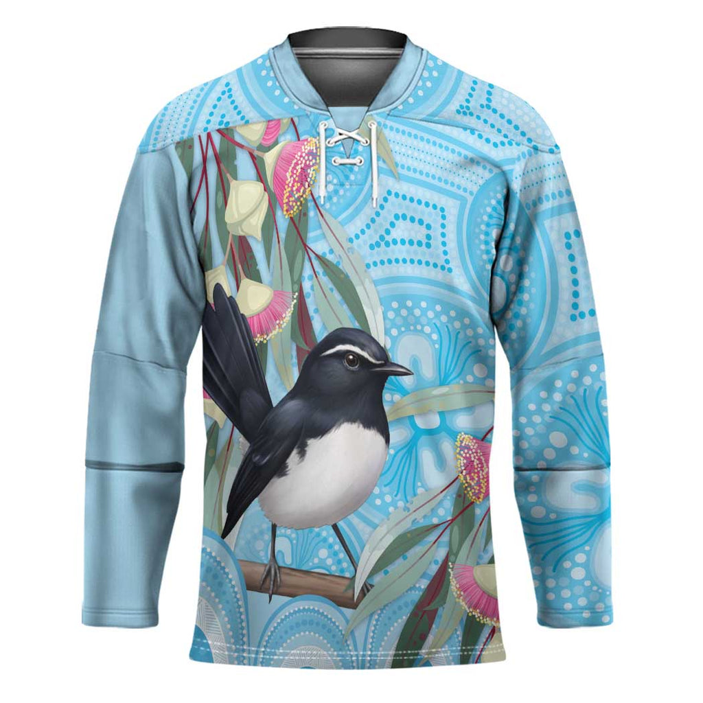 Willie wagtail Australia Hockey Jersey Eucalyptus Blossoms Aboriginal Art - Aussie Hoodie