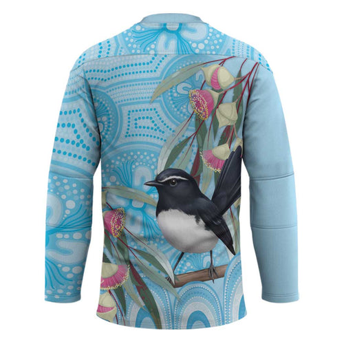 Willie wagtail Australia Hockey Jersey Eucalyptus Blossoms Aboriginal Art - Aussie Hoodie