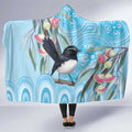 Willie wagtail Australia Hooded Blanket Eucalyptus Blossoms Aboriginal Art - Aussie Hoodie
