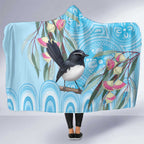 Willie wagtail Australia Hooded Blanket Eucalyptus Blossoms Aboriginal Art - Aussie Hoodie