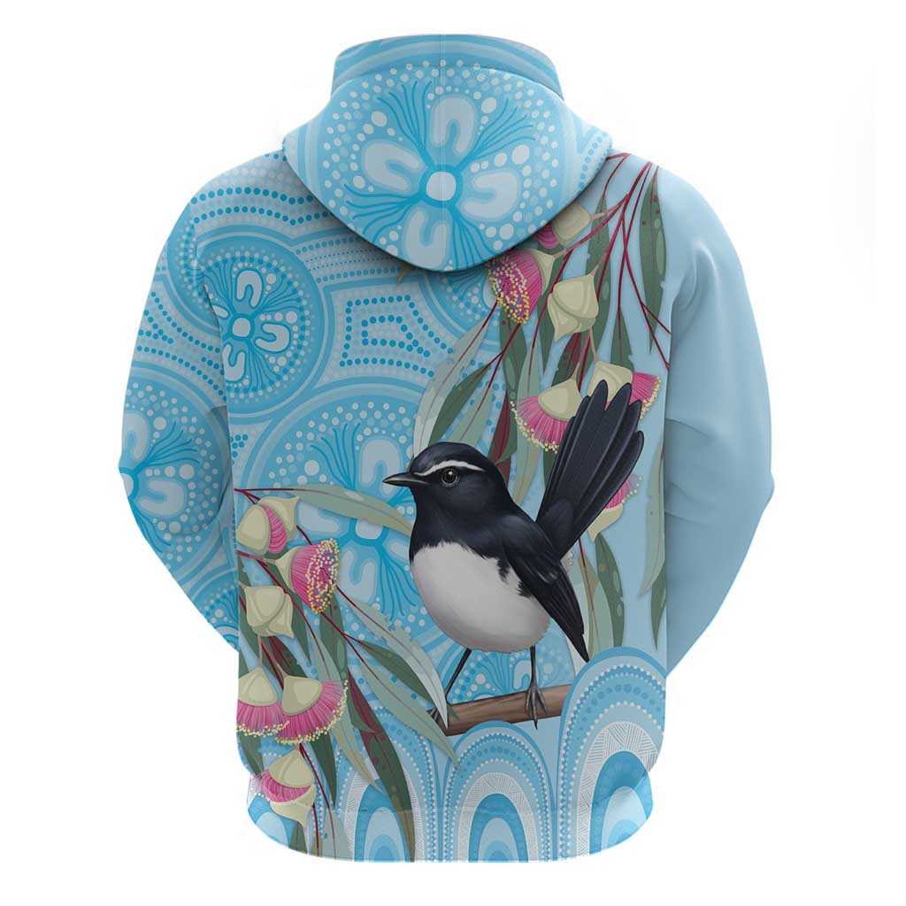 Willie wagtail Australia Hoodie Eucalyptus Blossoms Aboriginal Art - Aussie Hoodie