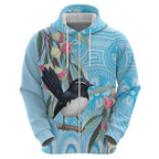 Willie wagtail Australia Hoodie Eucalyptus Blossoms Aboriginal Art - Aussie Hoodie