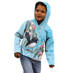 Willie wagtail Australia Kid Hoodie Eucalyptus Blossoms Aboriginal Art - Aussie Hoodie
