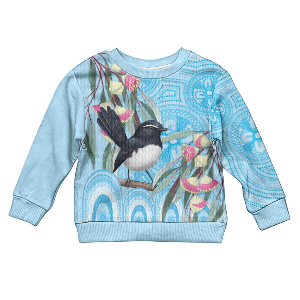 Willie wagtail Australia Kid Ugly Christmas Sweater Eucalyptus Blossoms Aboriginal Art - Aussie Hoodie