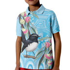 Willie wagtail Australia Kid Polo Shirt Eucalyptus Blossoms Aboriginal Art - Aussie Hoodie
