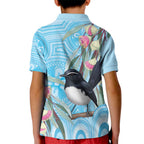 Willie wagtail Australia Kid Polo Shirt Eucalyptus Blossoms Aboriginal Art - Aussie Hoodie