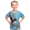 Willie wagtail Australia Kid T Shirt Eucalyptus Blossoms Aboriginal Art - Aussie Hoodie