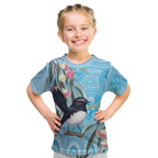Willie wagtail Australia Kid T Shirt Eucalyptus Blossoms Aboriginal Art - Aussie Hoodie